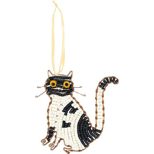 Beaded Tuxedo Cat Ornament