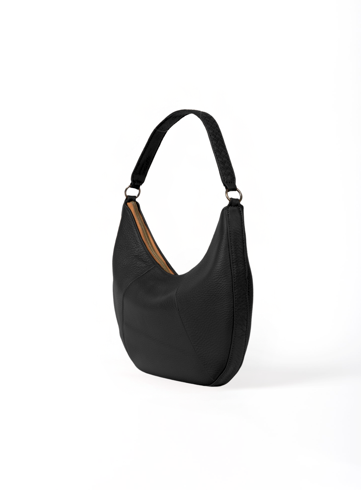 Black Saddle Leather Shoulder Bag