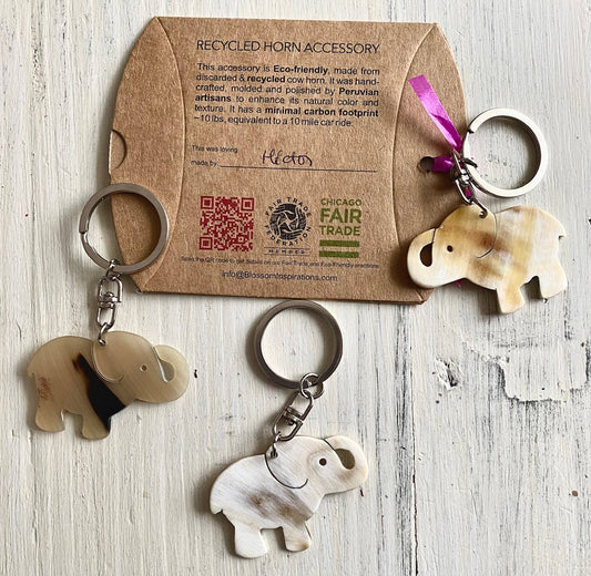 Recycled Horn Elephant Keychain