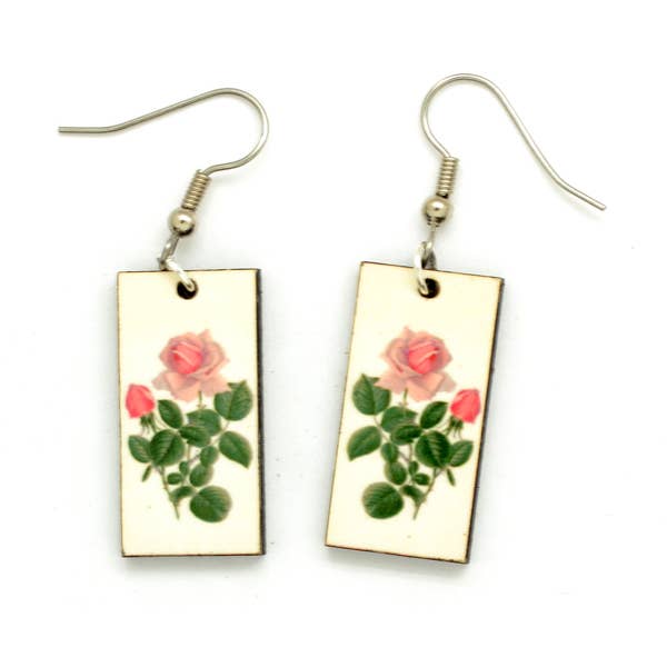 Vintage Botanical Illustration Dangle Earrings