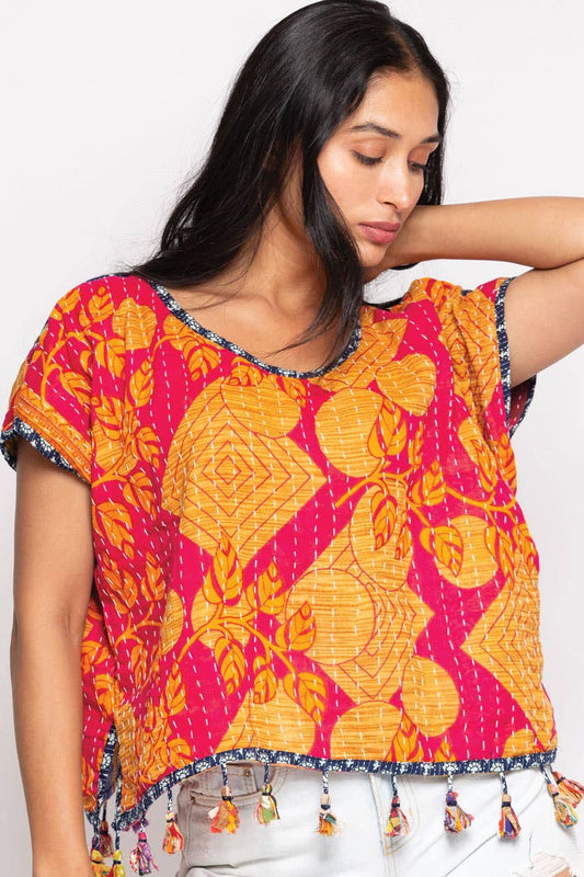 Cotton Kantha Crop Top