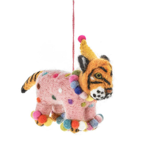 Handmade Felt Fiesta Tiger Ornament