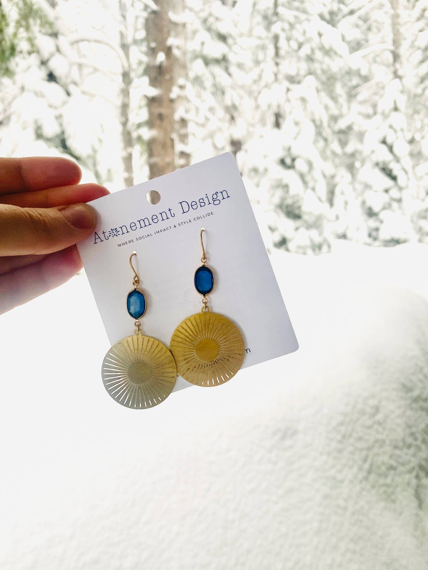 Brass Sun Medallion Earrings
