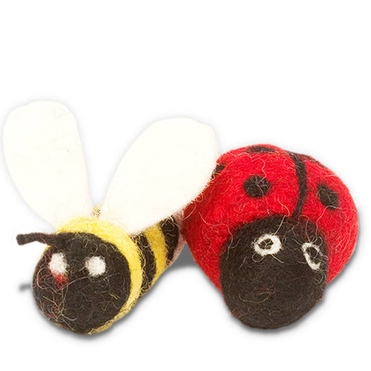 Lady Bug and Bee Wool Cat Toy Set