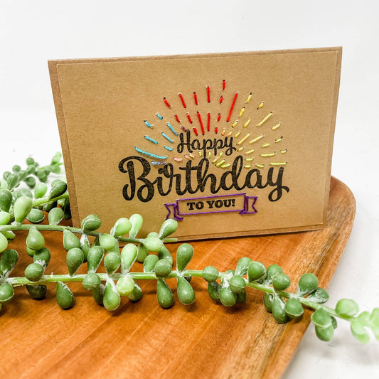 Happy Birthday To You Hand-Stitched Greeting Card