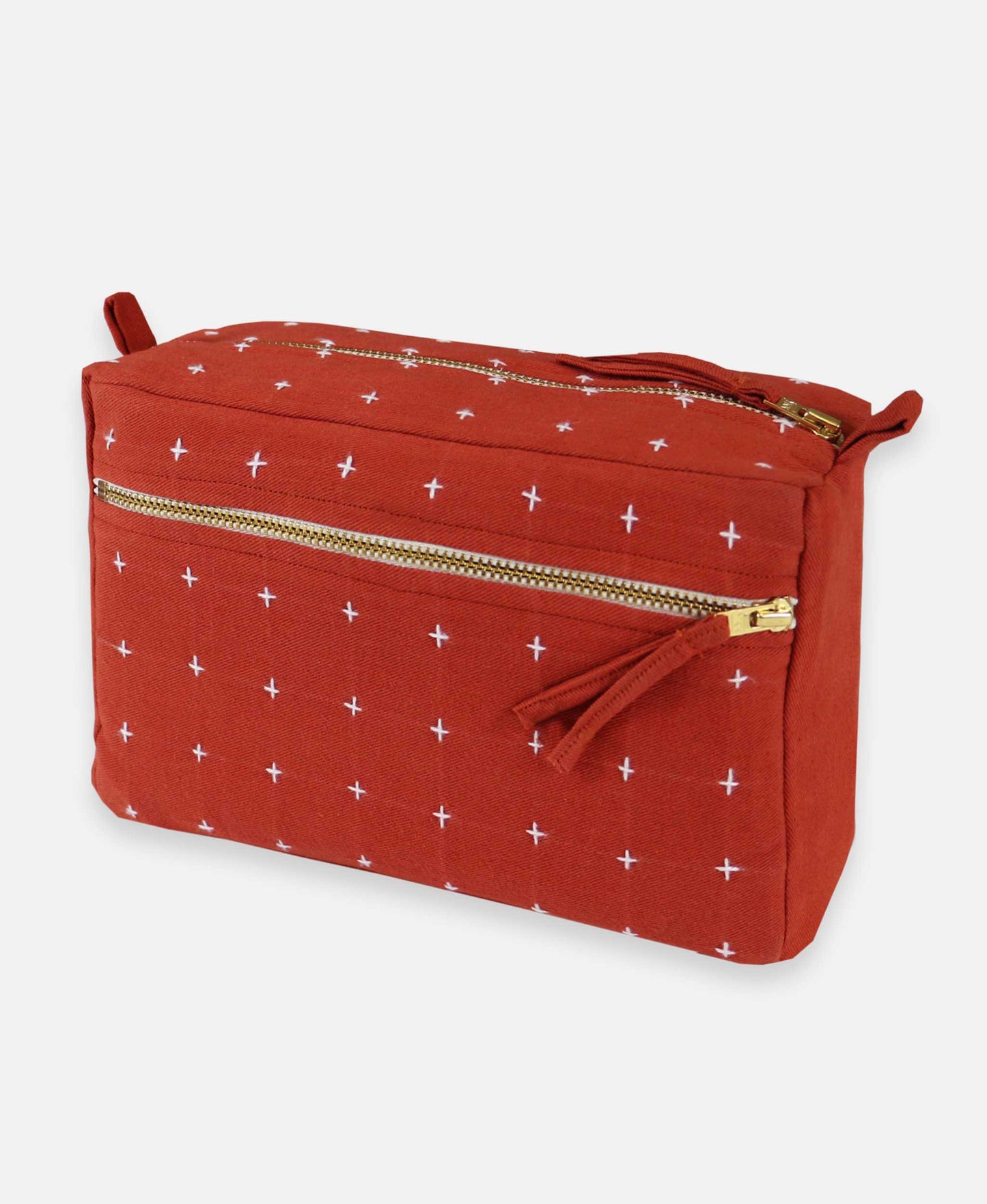 Rust Cross-Stitch Toiletry Bag