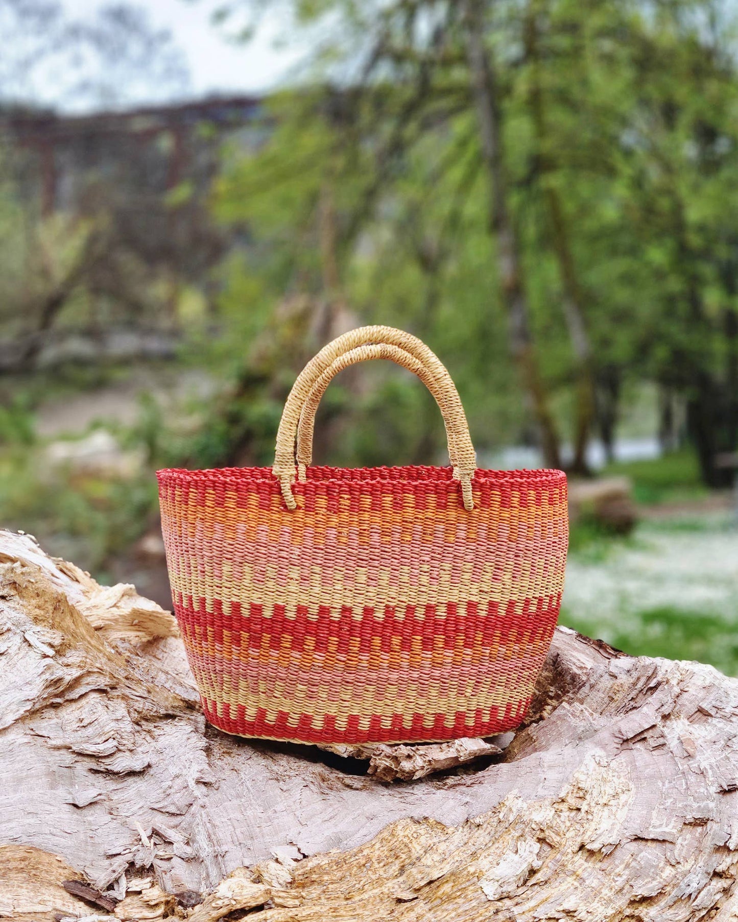 Accra Sunset Patterned Grass Tote