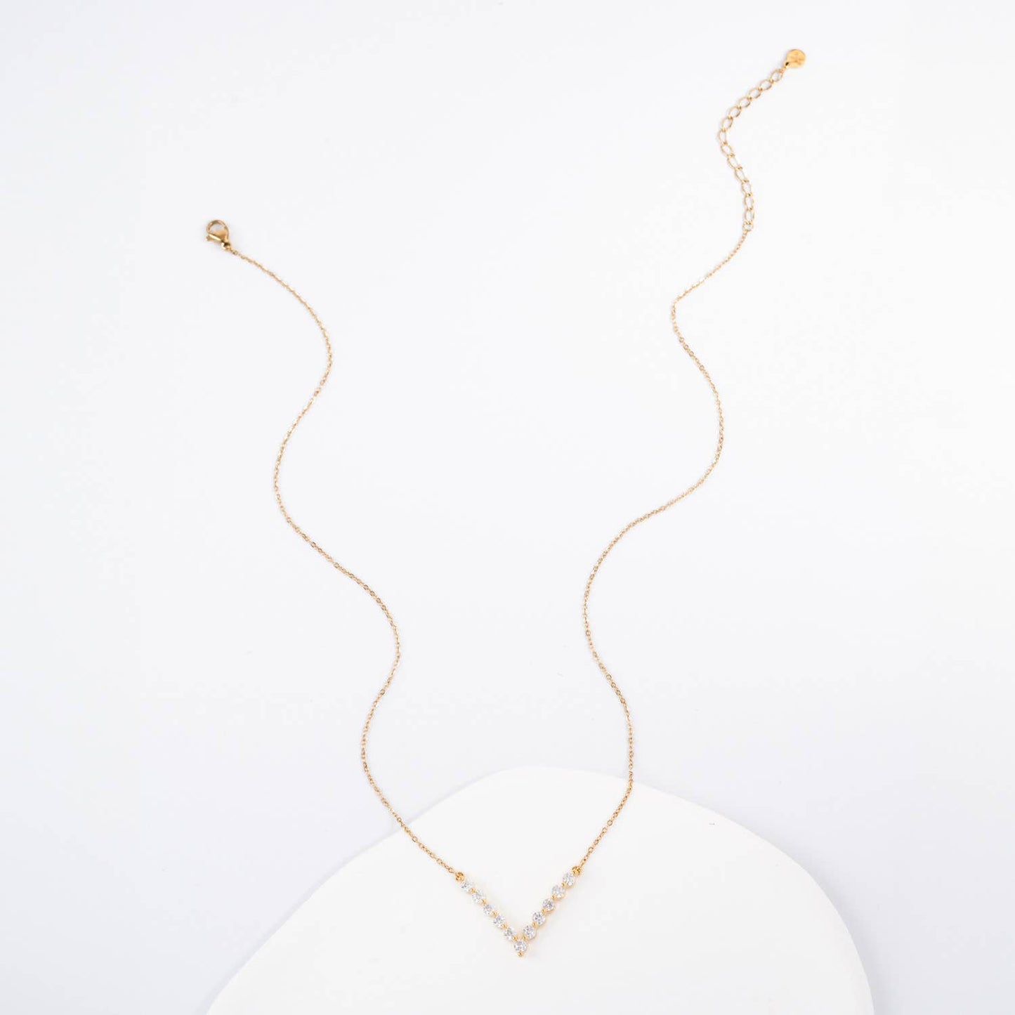 Brilliance V-Bar Chevron Zircon & Gold Necklace