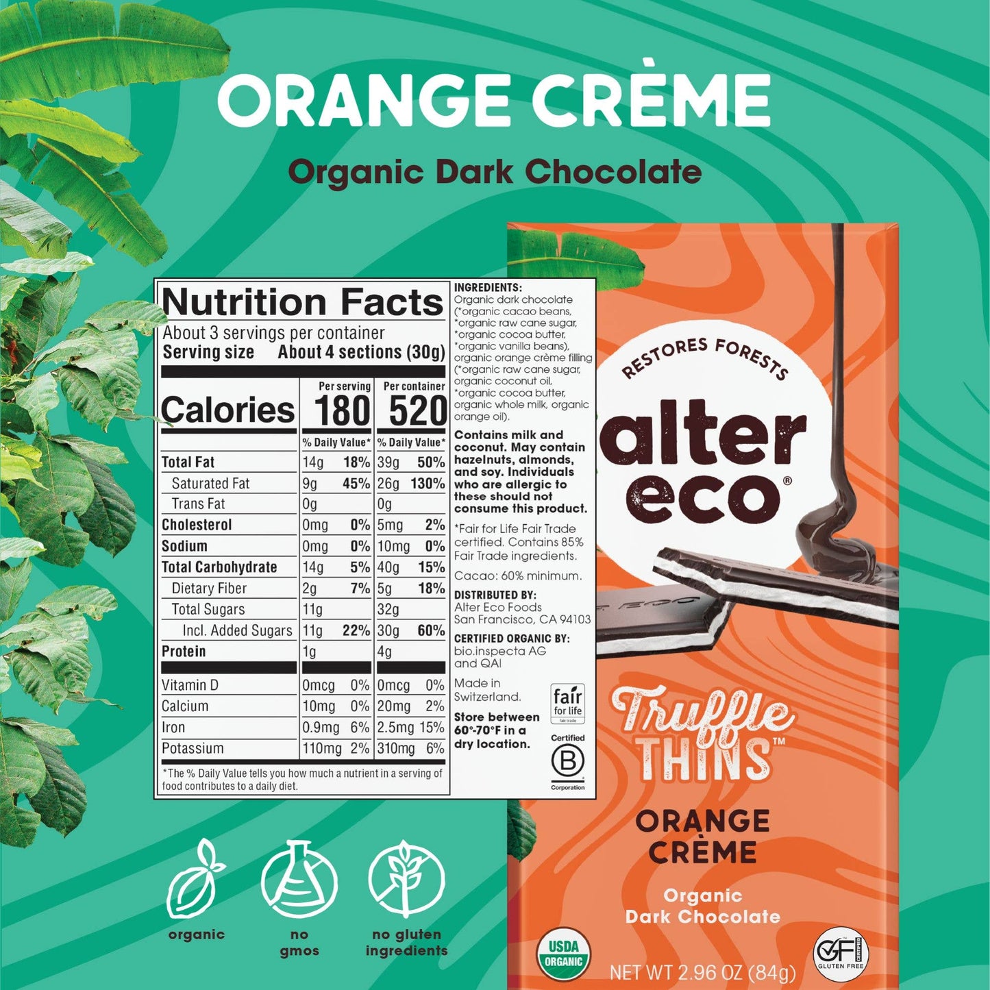 60% Orange Creme Truffle Thins Chocolate Bar