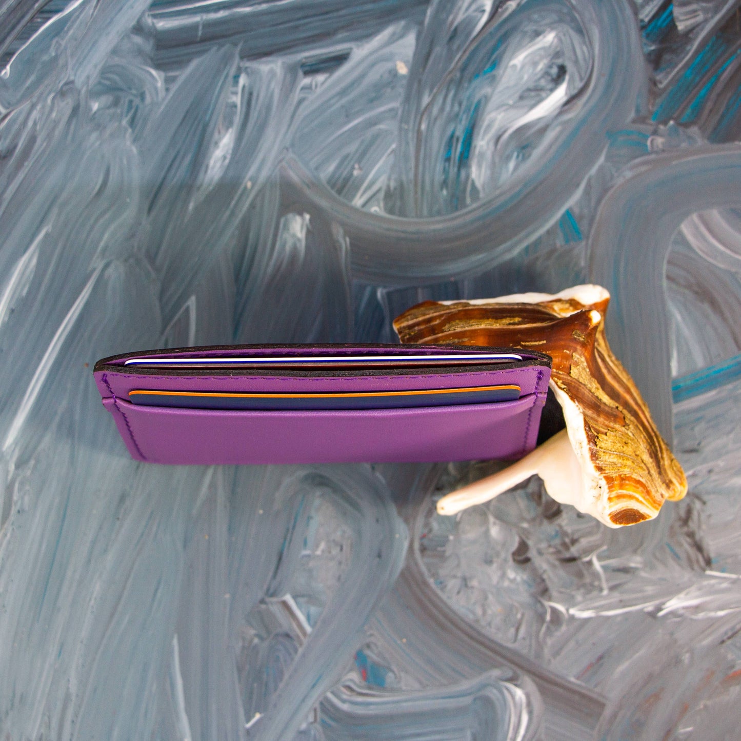 Purple Leather Card Wallet