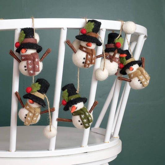Winter Snowmen Felt Garland