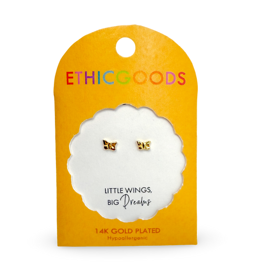 Butterfly Tiny Gold Stud Earrings
