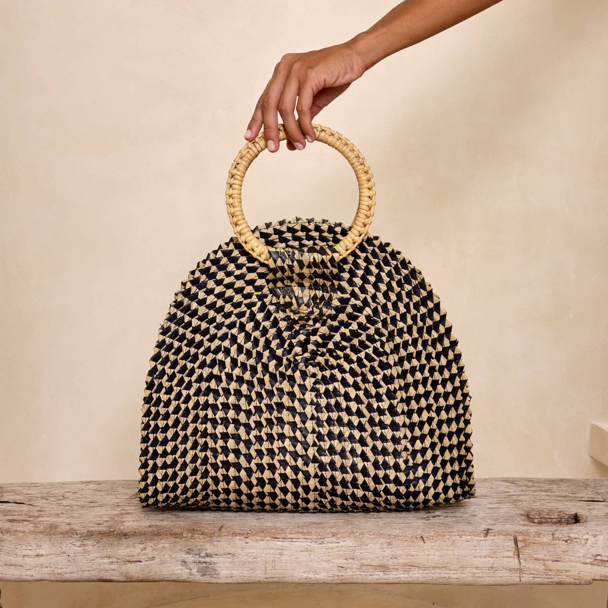 Fold Over Palm Leaf Handing Purse
