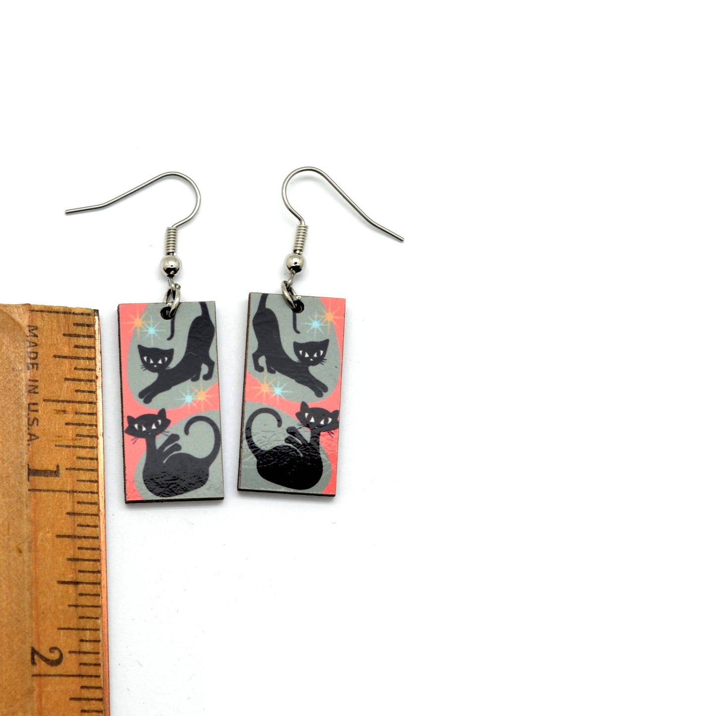Atomic Cats Mid Century Style Earrings
