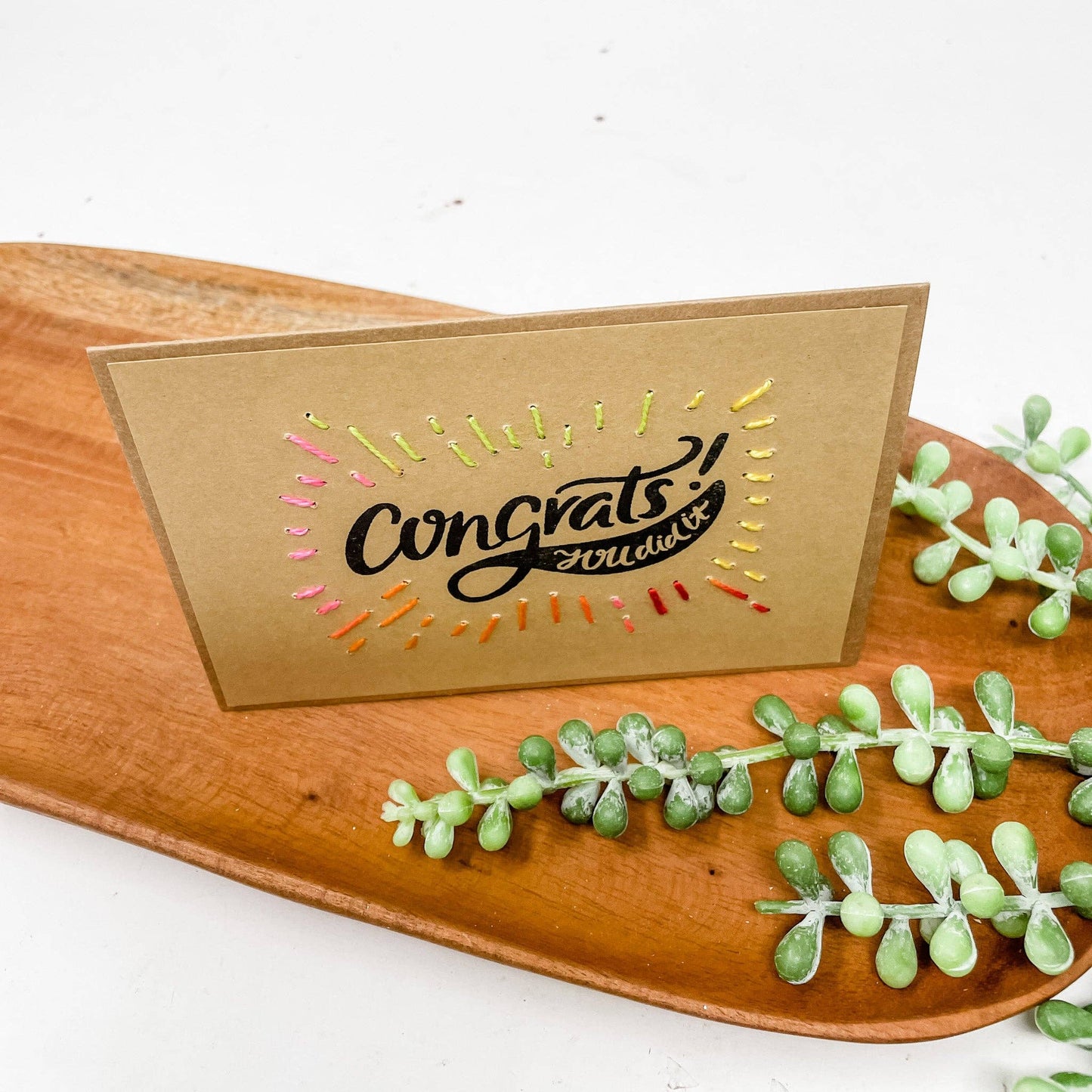 Congrats You Did It! Hand-Stitched Greeting Card