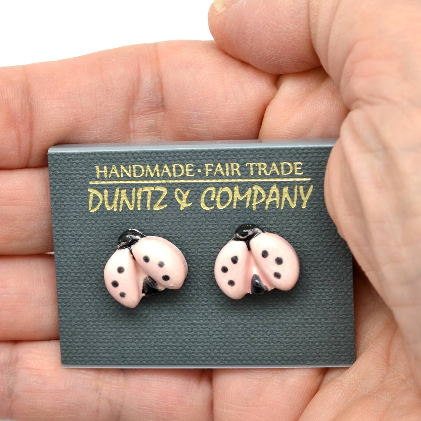 Ceramic Ladybug Stud Earrings