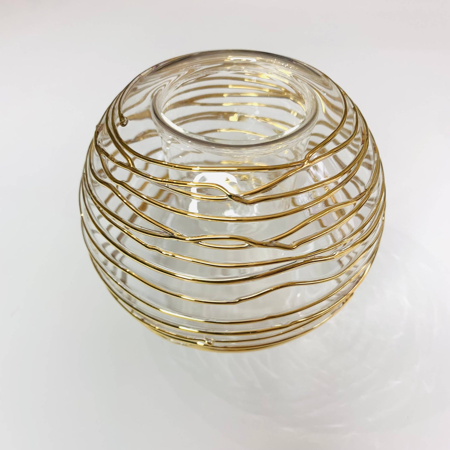 Gold Spiral Glass Candle Holder