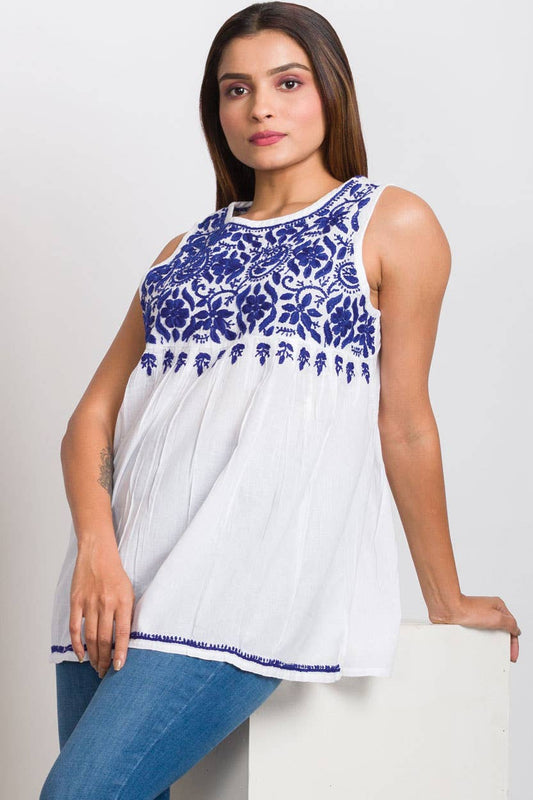 Divyani Sleeveless Top: Blue / S/M