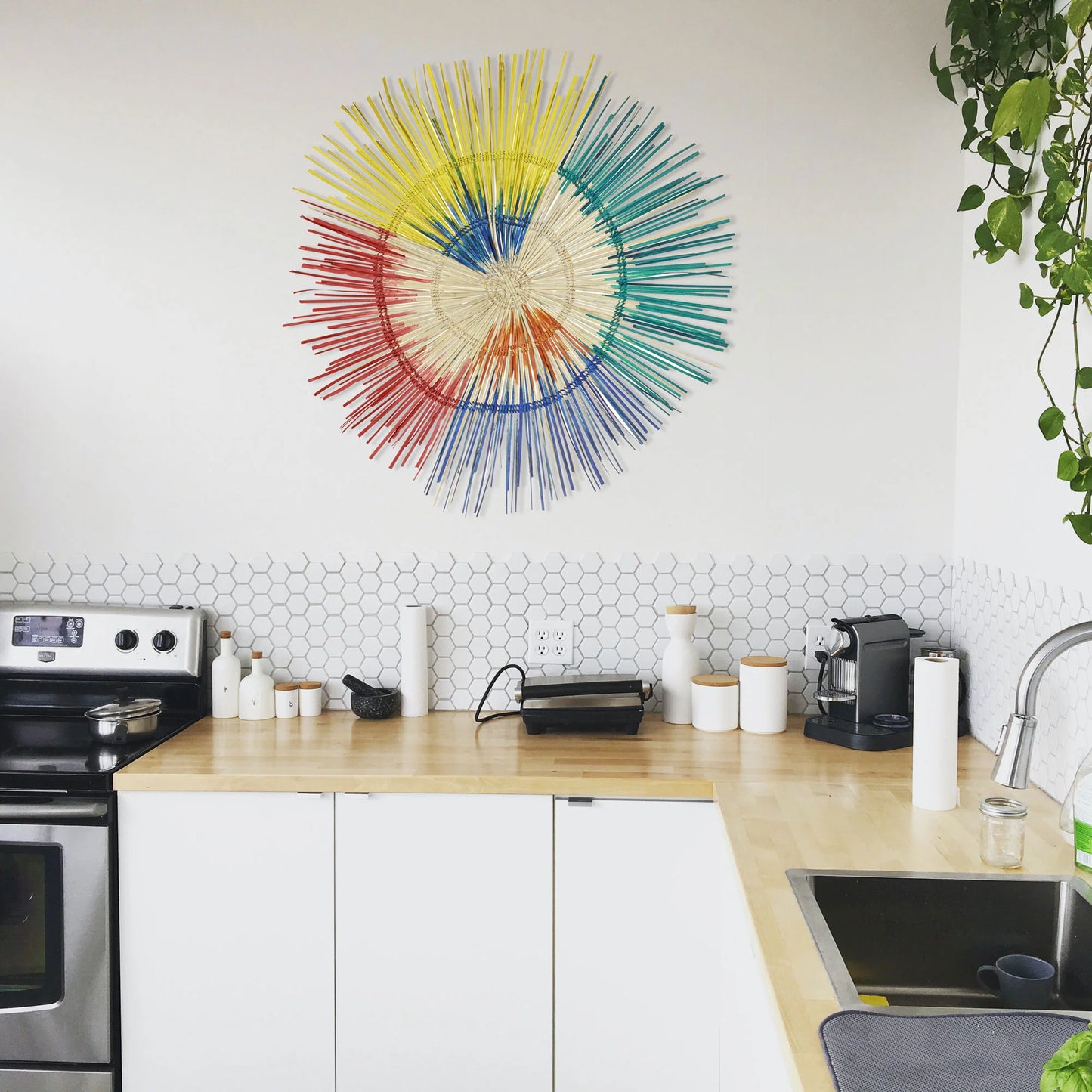 3D Sun Palm Plate Wall Art