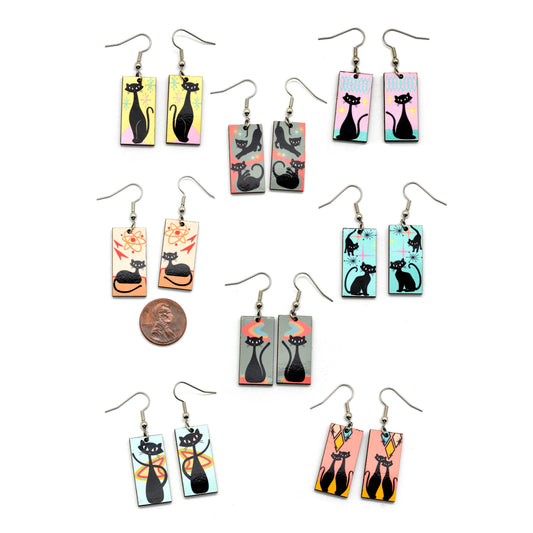Atomic Cats Mid Century Style Earrings