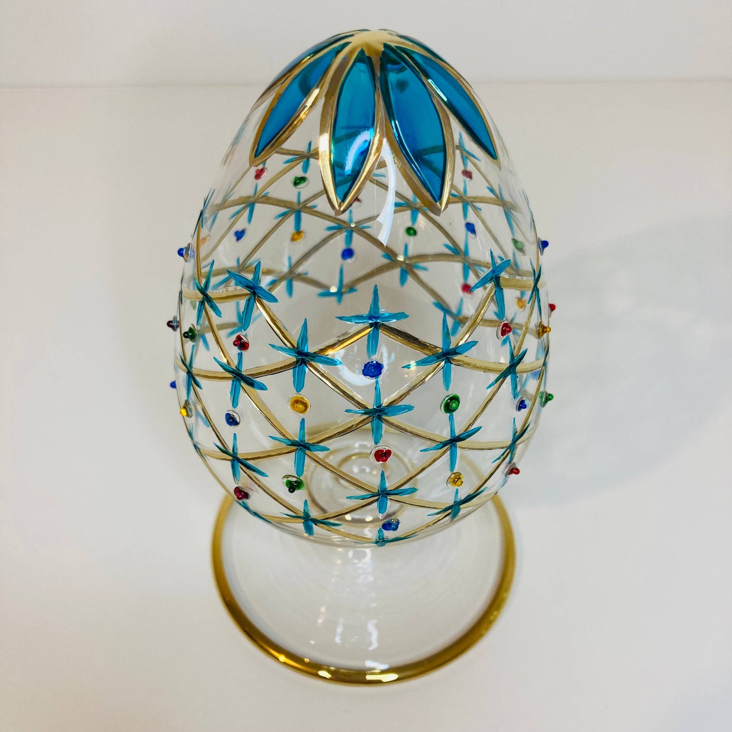 Turquoise Large Glass Tabletop Egg