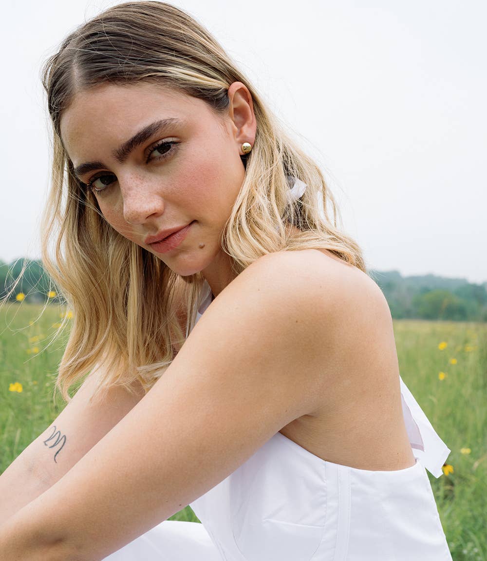 Nisha Ball and Oval Stud Earrings