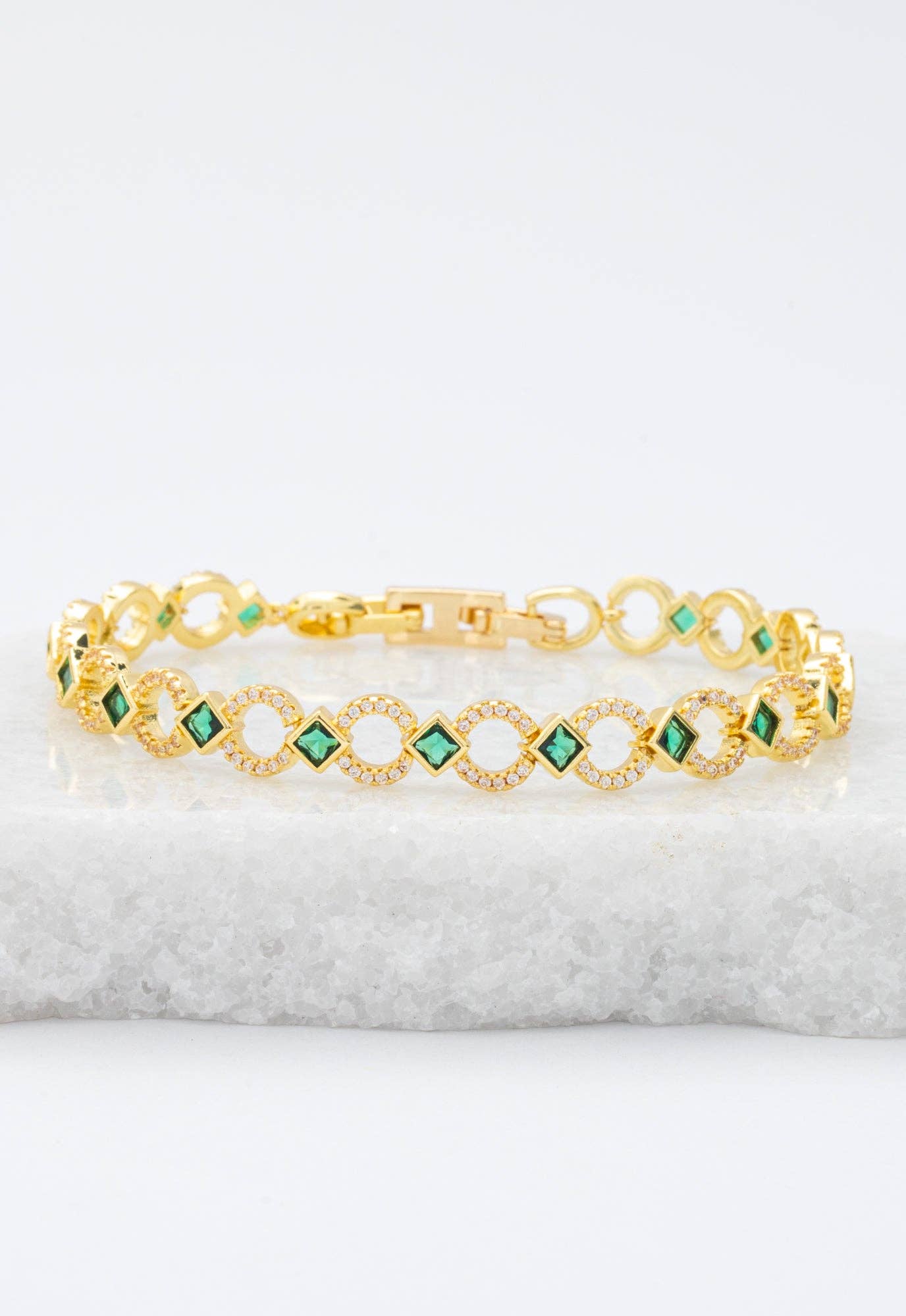 Gilded Halo Bracelet in Emerald