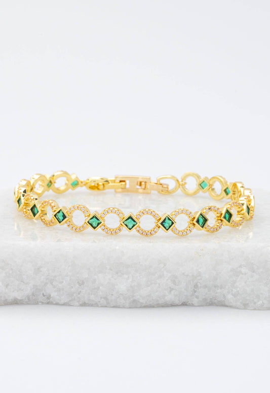 Gilded Halo Bracelet in Emerald