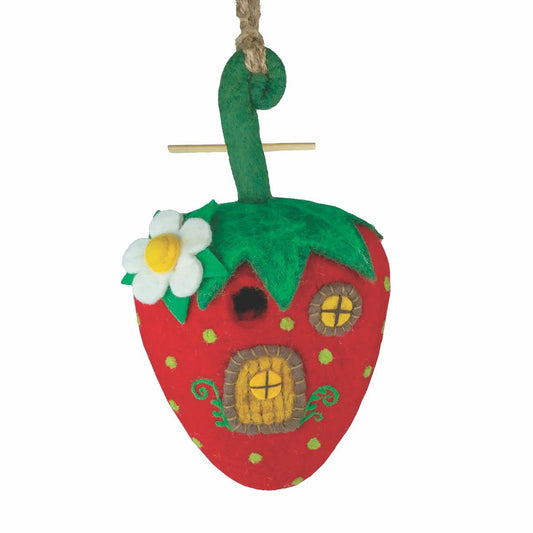 Strawberry Cottage Wool Birdhouse