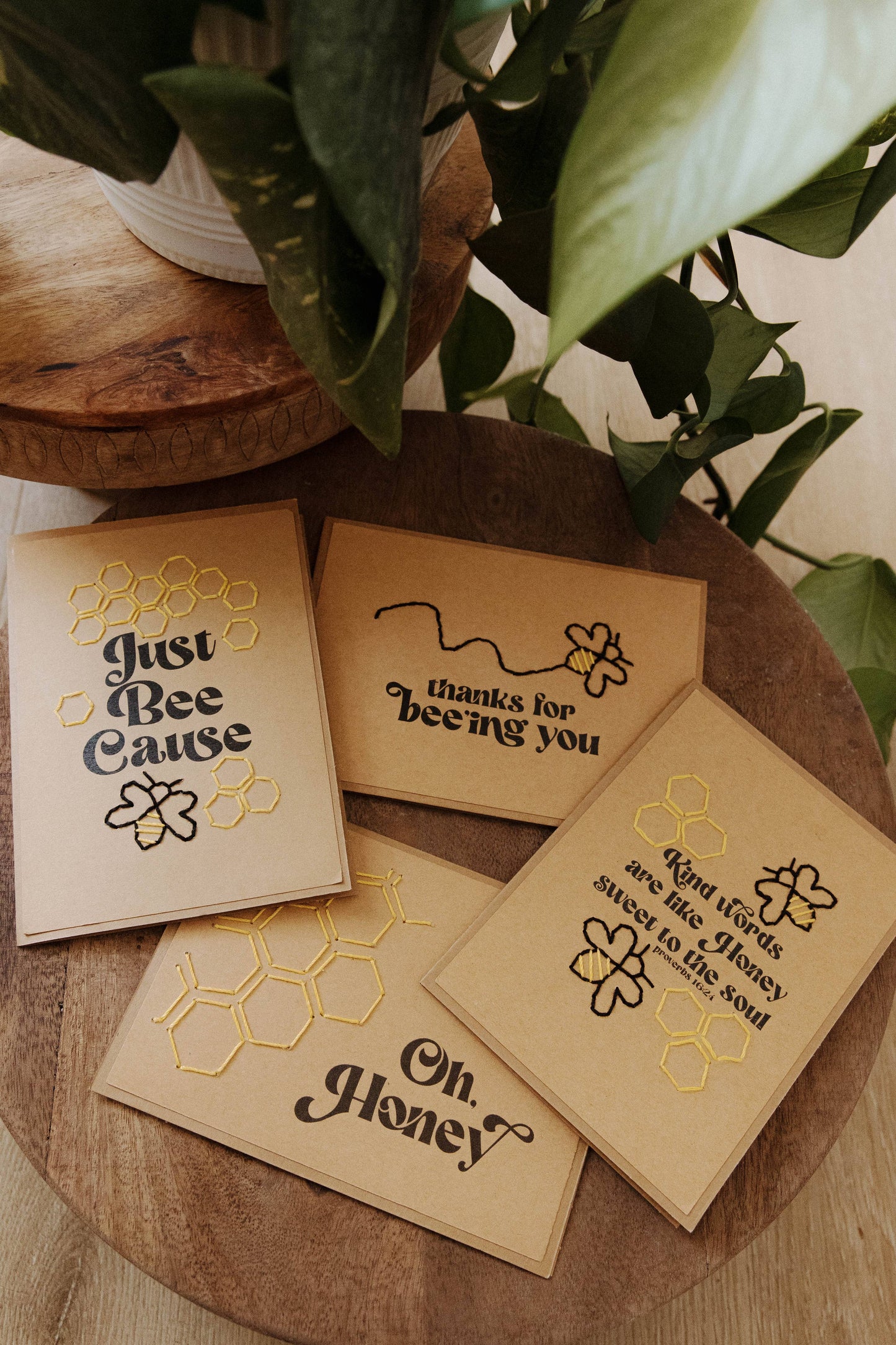 Honey Hand-Stitched Greeting Cards