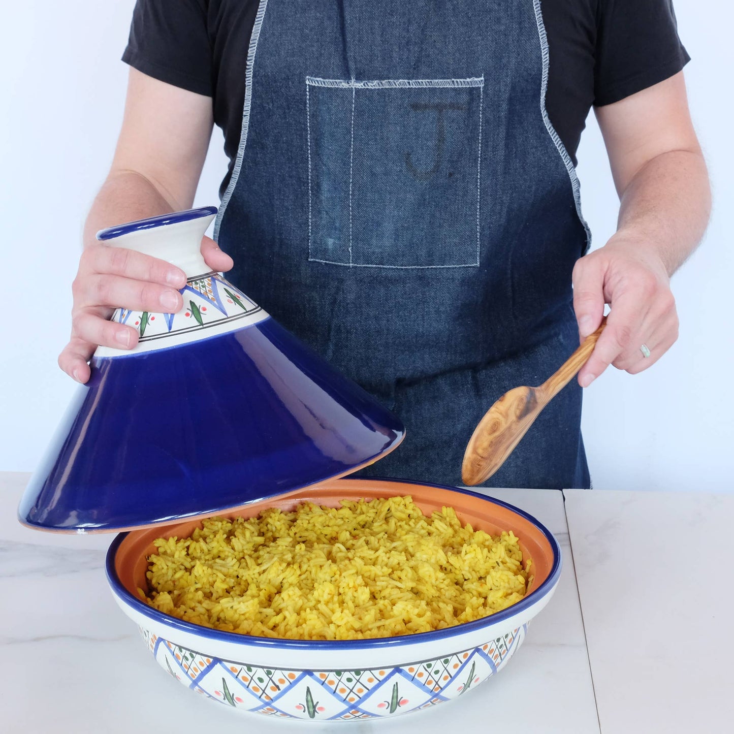 10" Shallow Olive Wood Serving Spoon