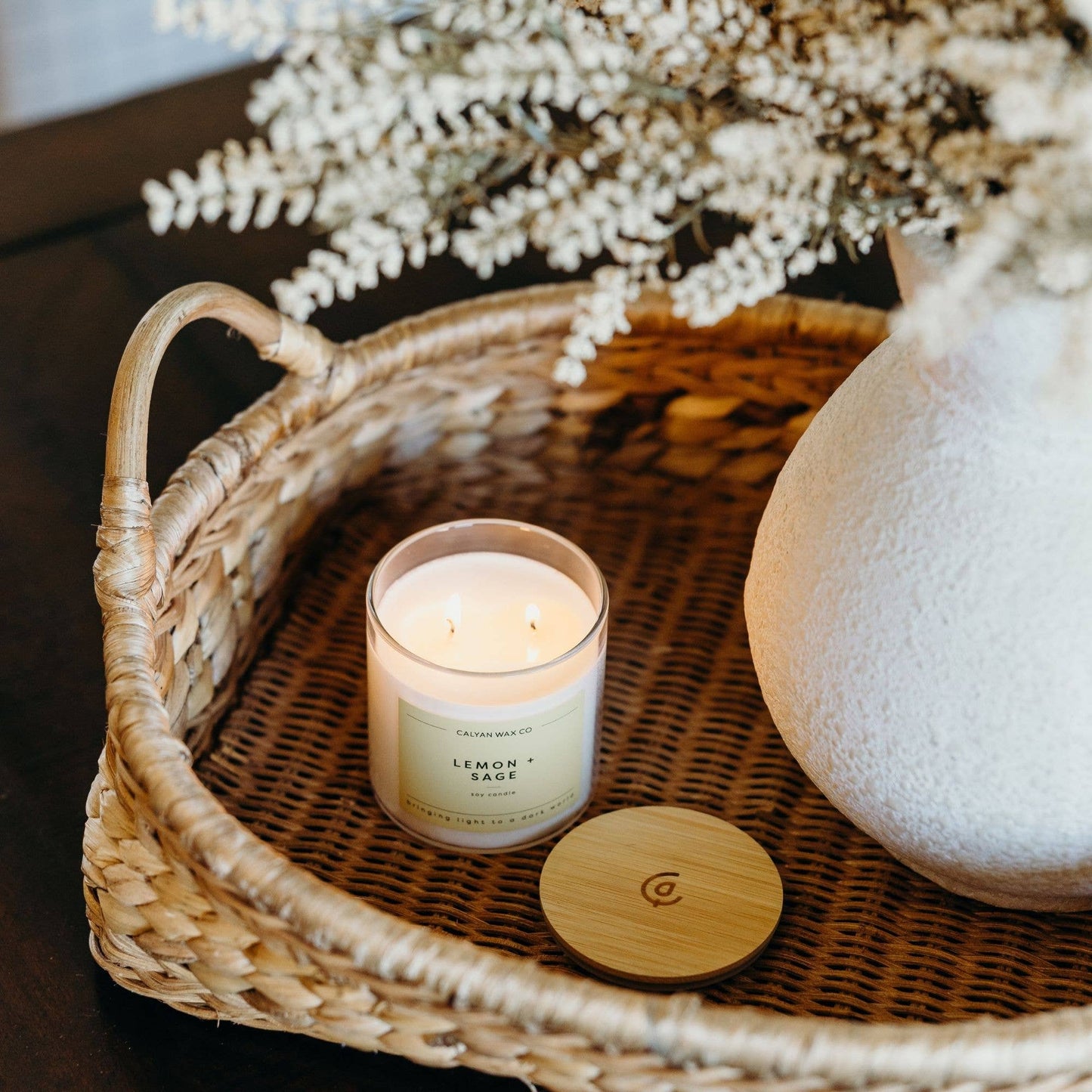 Lemon + Sage - Glass Tumbler Soy Candle