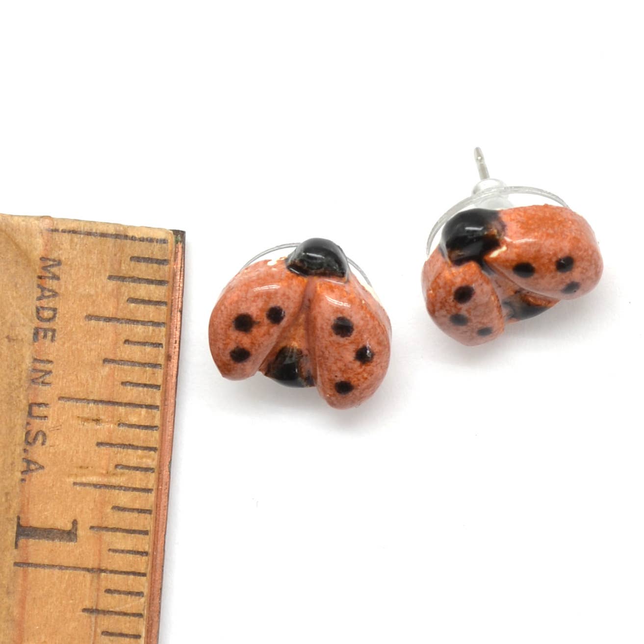 Ceramic Ladybug Stud Earrings