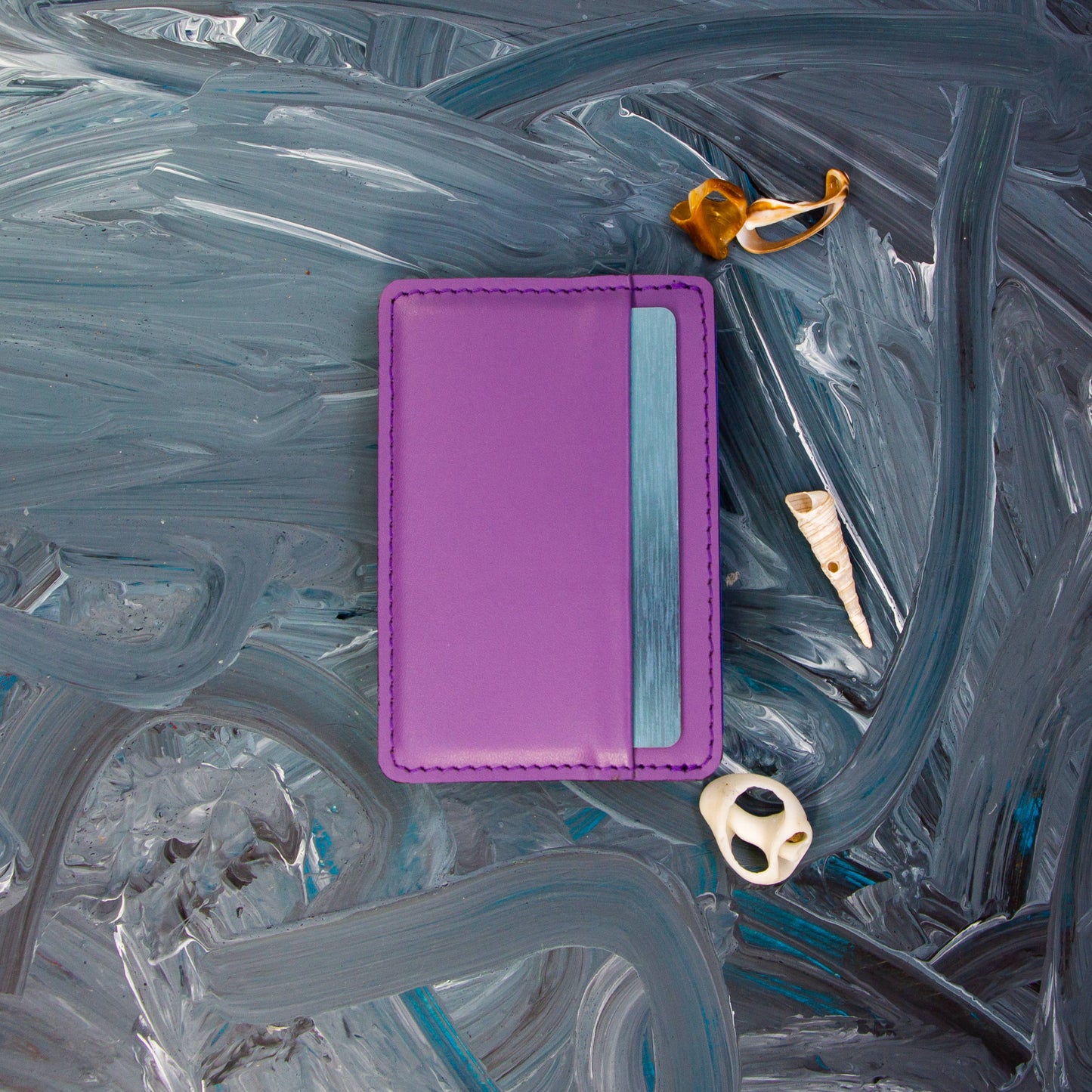 Purple Leather Card Wallet