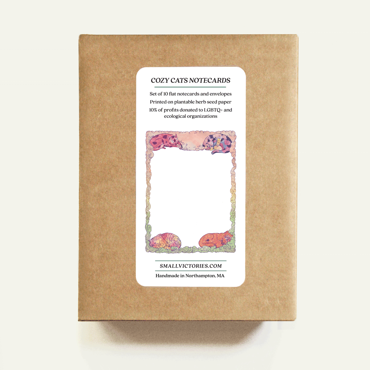 Plantable Herb Cozy Cats Flat Notecard Set