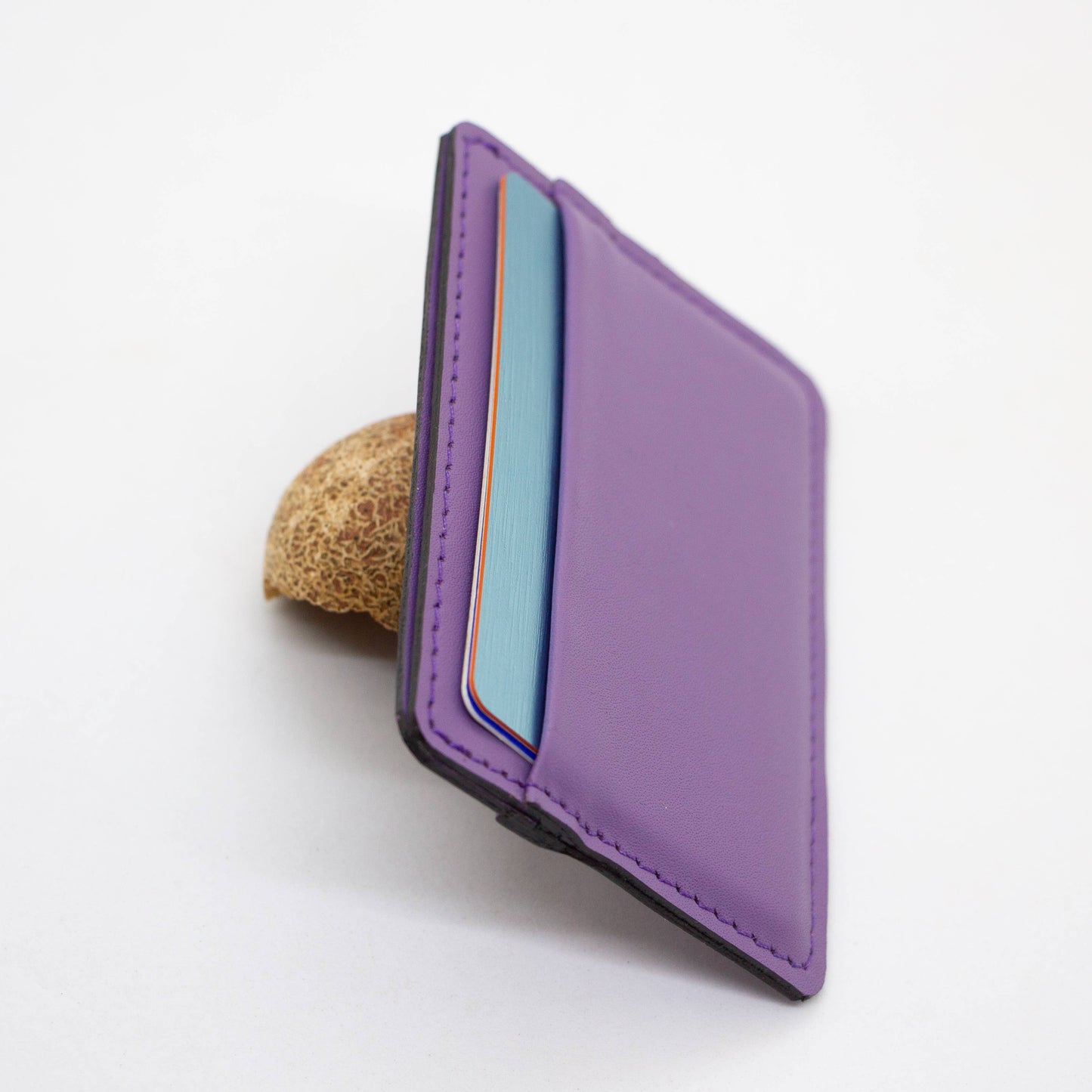 Purple Leather Card Wallet
