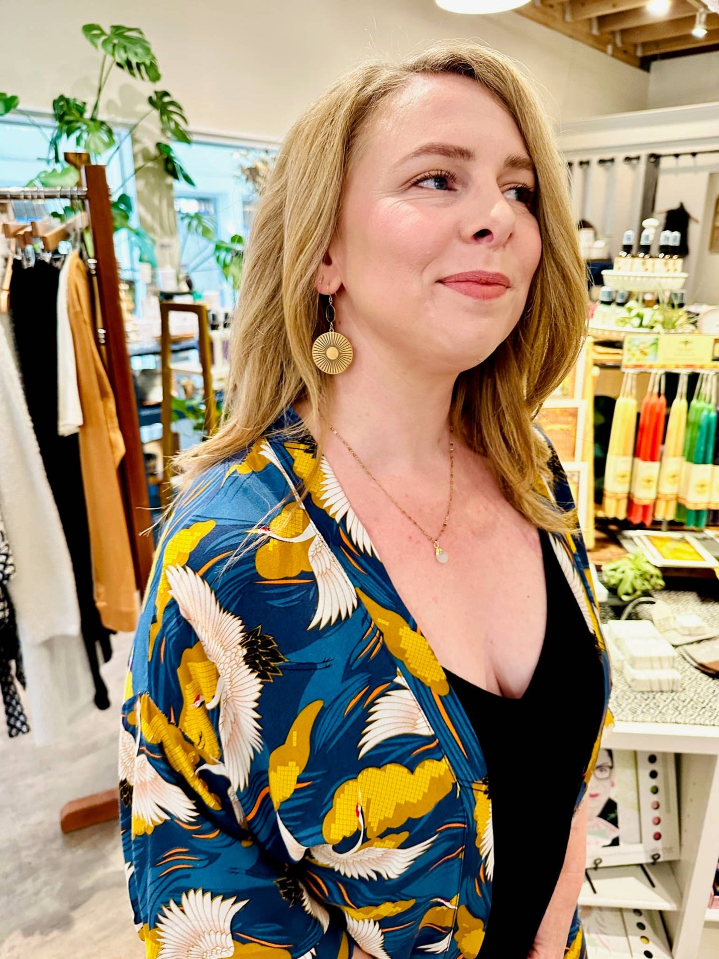 Brass Sun Medallion Earrings