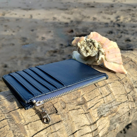 Navy Blue Zippered Card Wallet