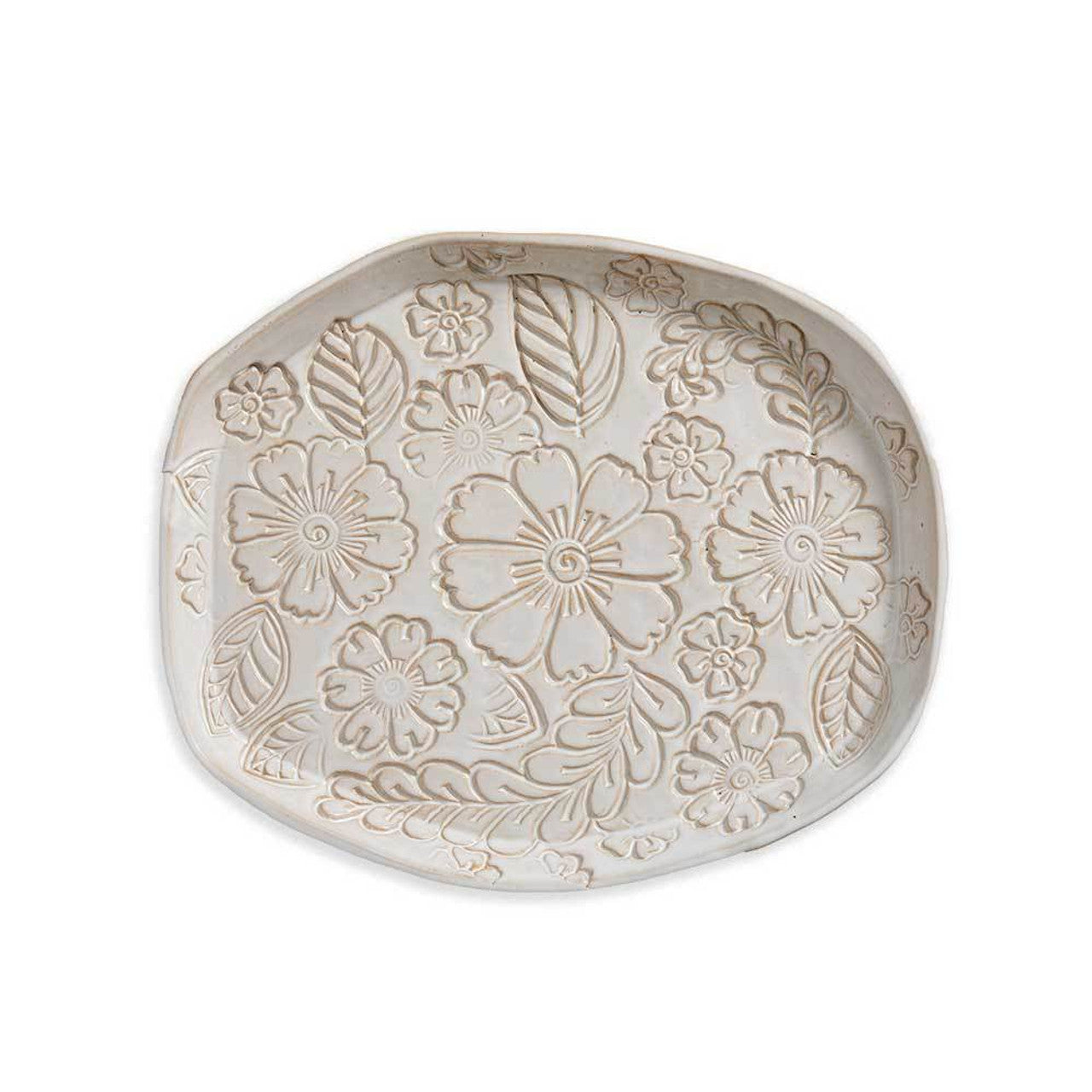 Pressed Blossom Ceramic Platter