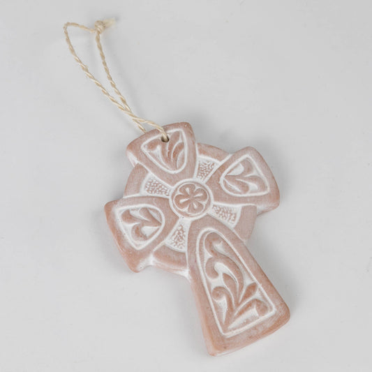Fleurish Terracotta Celtic Cross Ornament