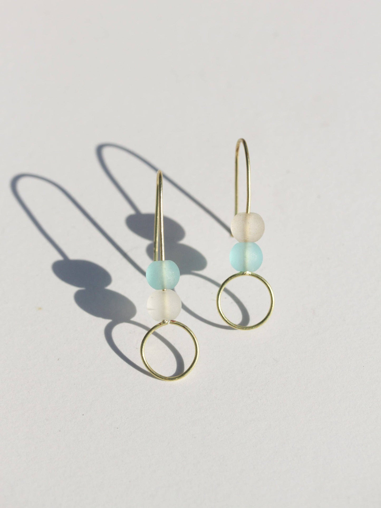 Aqua Surf Sea Glass Stack Earrings
