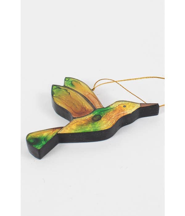 Hummingbird Mosaic Ornament Yellow