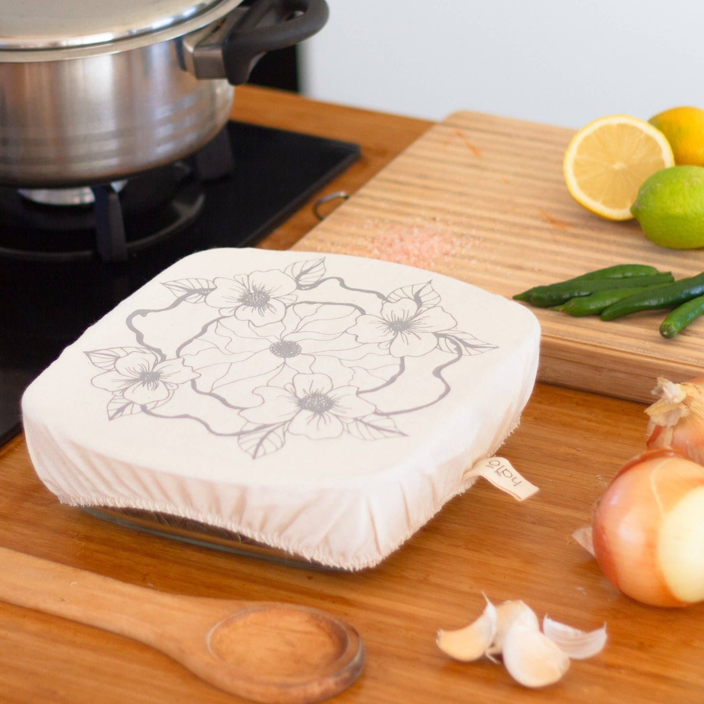 Square Flower Print Casserole Cover