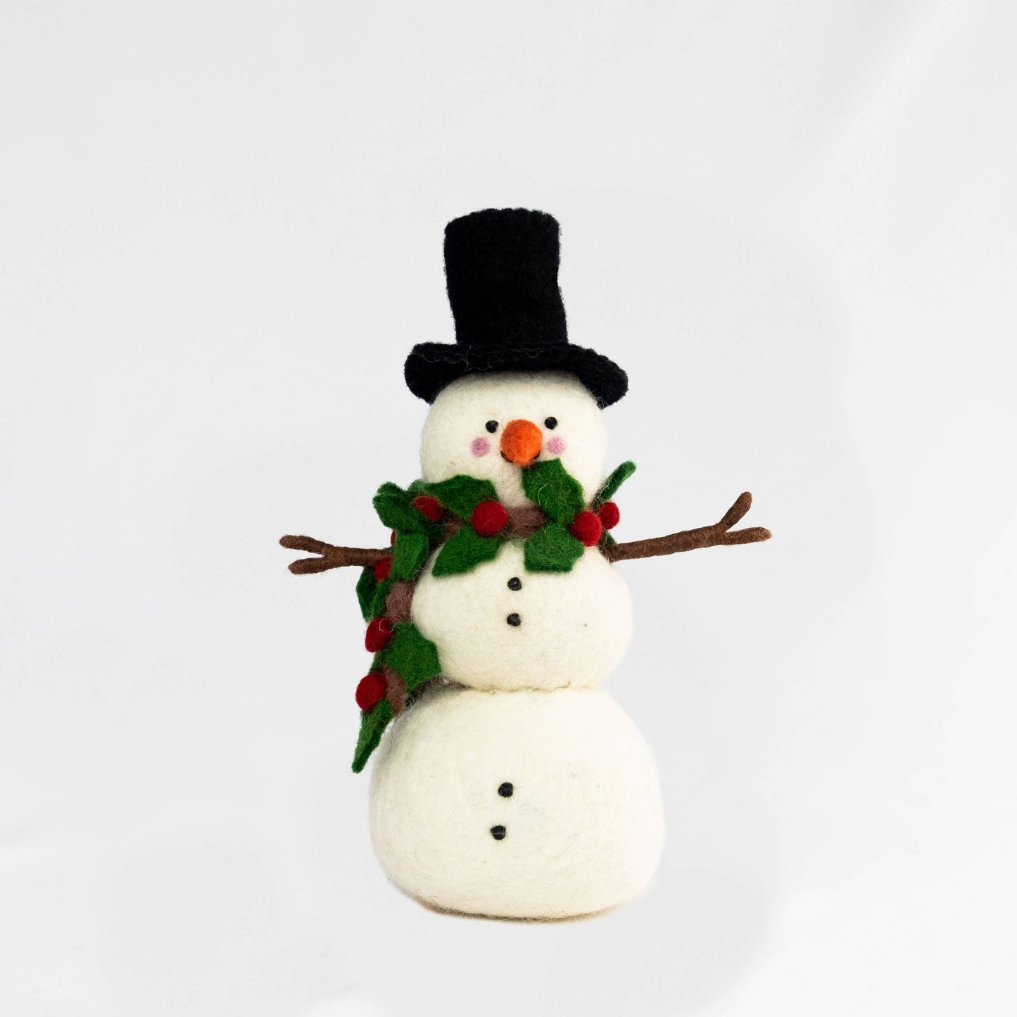 Holly Scarf Felt Snowman Figurine