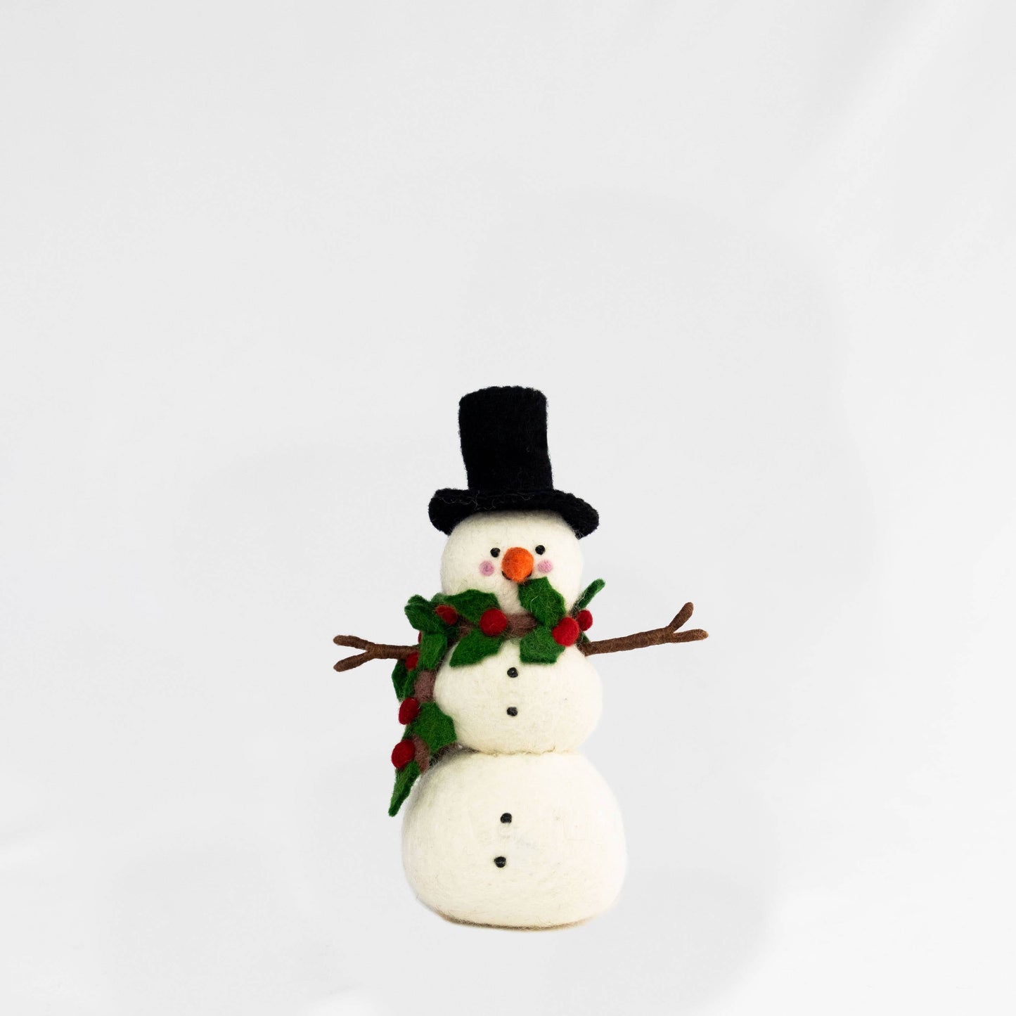 Holly Scarf Felt Snowman Figurine