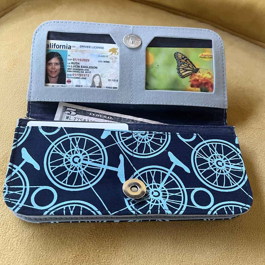 Blue Bikes Cotton Long Wallet