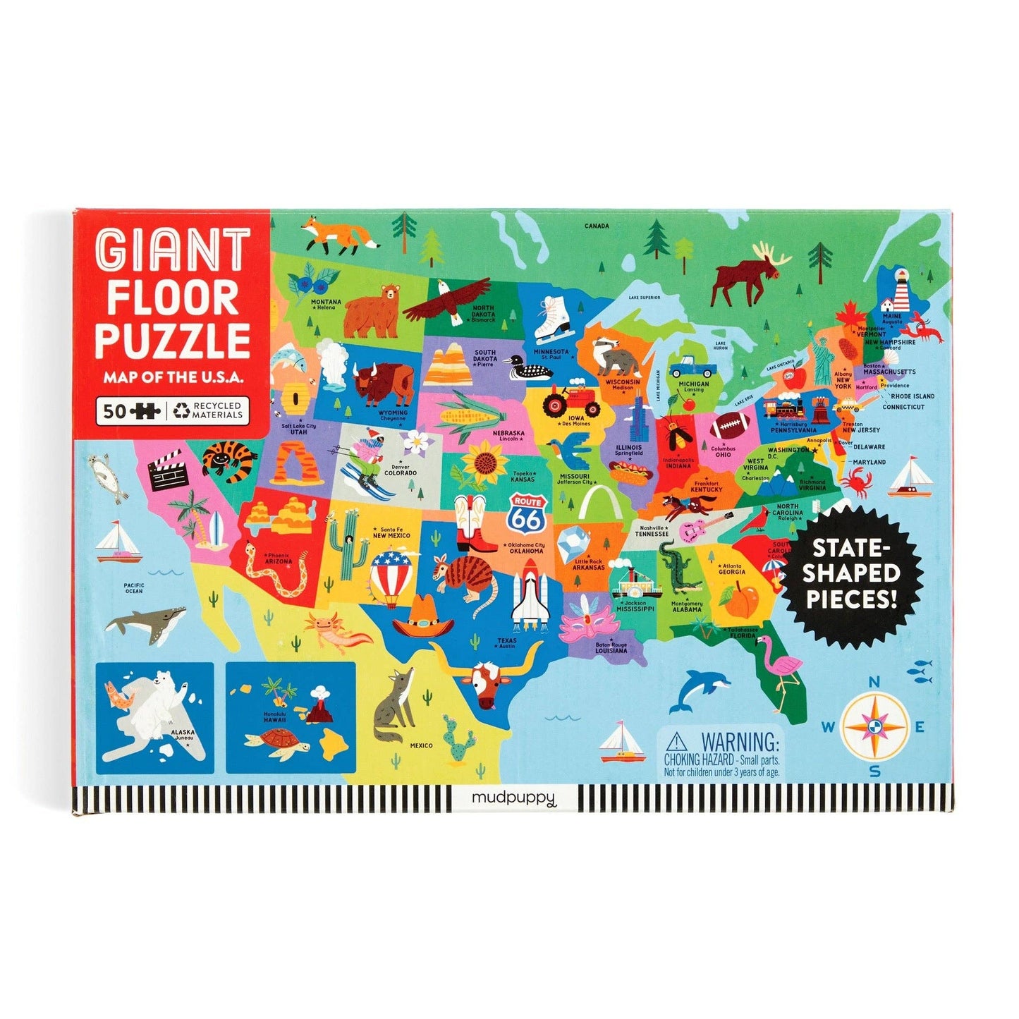 Map of the U.S.A. 50 Piece Giant Floor Puzzle