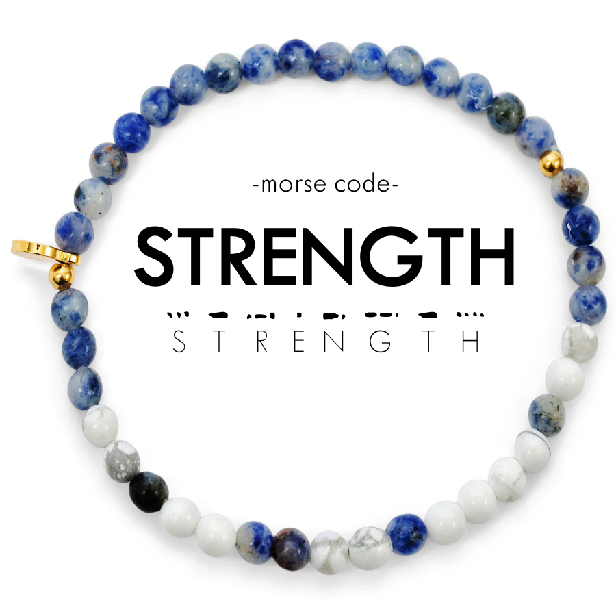 Morse Code Bracelet | STRENGTH: Howlite & Lapis