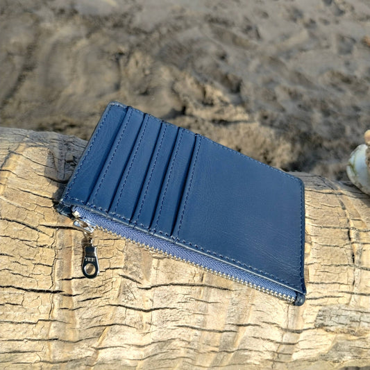 Navy Blue Zippered Card Wallet