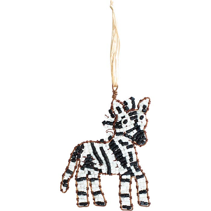 Beaded Safari Zebra Ornament